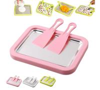 Rolled Ice Cream Maker with 2 Scrapers, At-Home Rolled Ice Cream Maker Kit, Portable Instant DIY Ice Cream Roller Pan, Make Easy Ice Cream Roll for Homemade Frozen Yogurt Gelato Sorbet at Home (Pink)