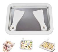 Rolled Ice Cream Maker with 2 Scrapers, Stainless Ice Cream Roll Maker for DIY Homemadeice Yogurt Sorbet, Fun Family Activity White