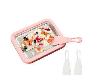 Rolled Ice Cream Tray - ABS Yogurt Rolls Tray 8.9x6.9x1.4 Inches | With 2 Spatulas Yogurt Maker For Adults Home Party Family Gathering Outdoor Holiday Cooking