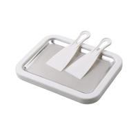 Rolled Ice Cream Tray - Food-Grade Stainless Steel Cold Plate, Portable Ice Cream Making Station with 2 Scrapers for Spreading and Rolling, Dessert for Shops, Parties, Outdoor Kitchen