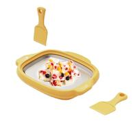 Rolled Ice Cream Tray - Reusable Cold Plate Maker, Two Scrapers Included, Easy Soft Serve Sorbet Dessert, Homemade Yogurt Kids Beginners Family Fun, Home Kitchen Party