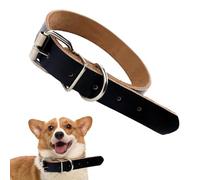 Rolled Leather Dog Collar - Adjustable Metal Buckle, Handmade Pet Collar | Pure Cow Drop Leather Collar for Small, Medium and Large Dogs, Durable, Comfortable and