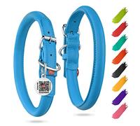 Rolled Leather Dog Collar - Soft Padded for Small, Medium, Large Breed Puppies - Male and Female