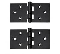 Rolled Table Runners 100 x 50 x 2.0 mm Black - Heavy Duty Steel Construction Hinges, Box Hinge Hinge Tape for Doors, Chests, Flaps and Wooden Constructions (2, 100 x 50 Black)