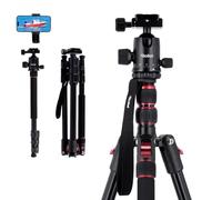 Rollei Compact Traveler No. 2 Black, 180cm Camera Stand with 360° Ball Head Lightweight Aluminum Travel Tripod with Monopod Function Complete Tripod Units for DSLR & Phone with Phone Holder