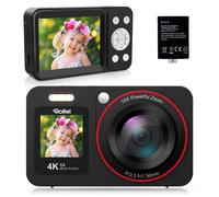 Rollei Compactline 64 Dual Screen Digital Camera, 64MP 4K Digi Cam Autofocus with 18X Zoom Portable Selfie Vlogging Camera Compact Digicam for Kids Teens Beginners Black, Digital-Camera-Digicam