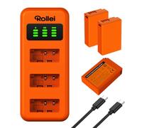 Rollei LP-E17 3 x Batteries and Charger Set 3-Way Quick Charge with USB-C | 100% compatible with Canon EOS RP/R50/R8/R10/77D/750D, Rebel T8i, T7i, T6i, SL2, SL3, Powershot V1