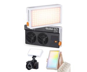 Rollei Lumis 40 W RGB LED Video Light, Camera Light with Built-in Battery and Type-C Charging, 5645 Lux CRI/TLCI 97+, 263 g Photo Lamp for Photo Studios, Live Streaming, YouTube, TikTok