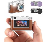 Rollei Mini Digital Camera Vintage Brown 1080P FHD Small Retro Digital Camera with 0.96 Inch Colour Screen 2MP Thumb Camera with Flash & Recording