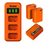 Rollei NP-FW50 Pack of 3 Batteries and Charger Set 3-Way Quick Charge with USB-C Connection 100% Compatible with Sony ZV-E10 A7 Series, A6000, A6500, A6300, A6400, A5100, A5000, A3000, A55,RX10