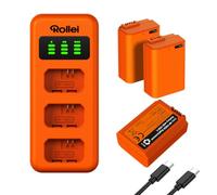 Rollei NP-FW50 Pack of 3 Batteries and Charger Set 3-Way Quick Charge with USB-C Connection 100% Compatible with Sony ZV-E10 A7 Series, A6000, A6500, A6300, A6400, A5100, A5000, A3000, A55,RX10