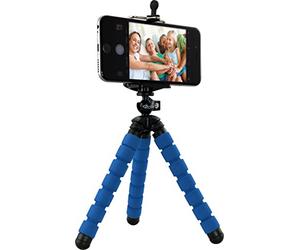 Rollei Selfie Mini Tripod - in all Head and Smartphone Adapter, flexible legs and non-slip rubber feet, 500g load capacity, Height: 160 mm - Blue 22620