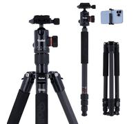 Rollei Tripod C5i Carbon - with 3D Ball Head and redating central column for macro photography - Arca Swiss compatible - convertible to Monopod - Black