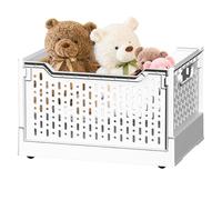 Roller Baskets - Foldable Storage Basket | Rolling Storage Bin For Pantry | Mobile Container With Wheels | Stackable Utility Holder | Portable PP Organising Crate For Clothes