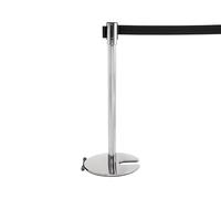Roller Belt Barrier, Heavy Duty Chrome Base & Post with 1.84m Black Belt Retractable Queue Barrier