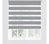 Roller Blind 120x150cm Translucent or Blackout Zebra Blinds with Clamping Brackets, for Bathroom,The Office Light Gray