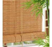Roller Blind Bamboo Outdoor Window Blinds,Natural Wood Light Filtering Roman Roller Shades with Lifting,Retro Decorative Curtain,for Porch,Courtyard,Balcony,Kitchen,Doors (W80xH100cm/32x39in)
