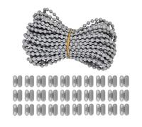 Roller Blind Cord, 1 Pcs 10 Meter Bead Chain 30 Bead Buckle Set for Roller Curtain, Roman and Vertical Blinds,Suitable for Room, Company, Office (Grey)