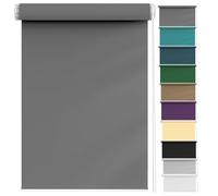 Roller Blind No Drilling 40 x 150 cm Privacy Protection Easy to Install, Sleeptight Blackout Blind Made to Measure for Bedroom, Nursery, Dark Grey