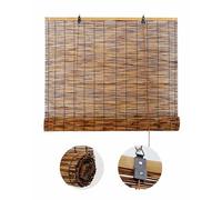 Roller Blind Retro Bamboo Blinds Outdoor Waterproof Window Shades Blinds 55 60 95 100 115 120 130 140 150 160 170 180cm Wide Roman Shades Anti-UV Dustproof Bamboo Curtains for Kitchen Deck Patio (Col