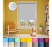 Roller Blinds 85 x 110 cm 100% Blackout Blind, Blind Zebra Roller Blinds Multiple Colours and Sizes, No Drill for Indoor/outdoor/garden, Grey