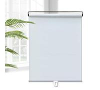 Roller Blinds Blackout 50cm 60cm 80cm 90cm 105cm 110cm 120cm Width,100% Insulated UV Protection Windows Blinds,No Drill Portable Temporary Curtain,With Transparent Hook,White-60x150cm(23.6x59in)