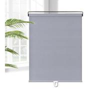 Roller Blinds Blackout 50cm 60cm 80cm 90cm 105cm 110cm 120cm Width,100% Insulated UV Protection Windows Blinds,No Drill Portable Temporary Curtain,With Transparent Hook,Grey-120x150cm(47.2x59in)