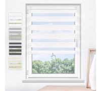 Roller Blinds Day & Night Vision Double Layer Translucent Blackout Curtains Thermal Insulated Easy Install for Home & Office White 60x120cm