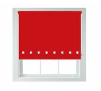 Roller Blinds Easy Fit Trimable Home Office Window Square Eyelet Fabric Blind 160cm Drop (Red, 60 x 160 cm)