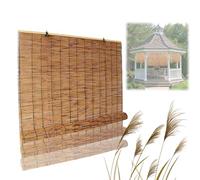 Roller Blinds For Windows Carbonization Natural Reed Curtain Indoor Privacy Bamboo Shades, Light-Filtering/Waterproof/Sun Protection Reed Shades, Easy To Install(120x230CM/47x90IN(WxH))