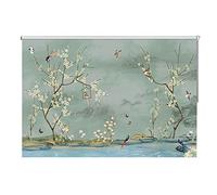 Roller Blinds, Green Bird Floral Pull Down Curtains, for Windows, Reduce Noise Thick Patterned Roller Blinds