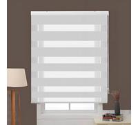 Roller Blinds Thermal Blackout Roller Blind 110 x 115 cm UV Protection Dual Layer Zebra Day Night Roller Blinds Made to Measure Available for Bathroom, The Office, Light Grey