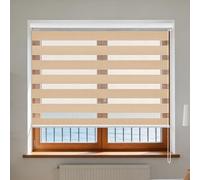 Roller Blinds Zebra 64 x 150 cm Aluminium Cassette Blackout 100 Polyester Zebra Shades Sun Protection for Bedroom Living Room, Brown