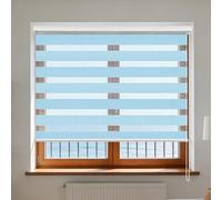 Roller Blinds Zebra 72 x 125 cm Aluminium Cassette Blackout 100 Polyester Zebra Shades Sun Protection for Bedroom Living Room, Blue