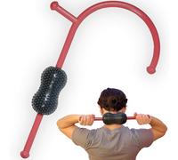 Roller Cane Massager | 2-in-1 Roller Stick & Massage Cane for Deep Tissue Relief | Firm Rubber Ball for Targeted Full-Body Myofascial Therapy | Durable & Portable for Muscle Recovery Anywhere (Red)