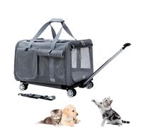 Roller Cat/Dog Travel Carrier Bag Pet Trolley Case, Pet Carrier Airline Approved, Transport Travel Box (Dark gray One Size)
