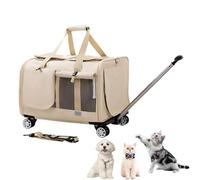 Roller Cat/Dog Travel Carrier Bag Pet Trolley Case, Pet Carrier Airline Approved, Transport Travel Box (Apricot One Size)