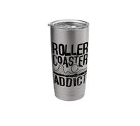Roller Coaster Addict I Cool Rollercoaster Fan Design Black Stainless Steel Insulated Tumbler