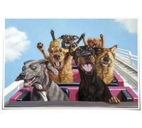 Roller Coaster Dog Funny Poster Decoration Print Artwork Wall tin sign for Bathroom Modern Pictures for Bedroom Paintings for Hallway 12x16 Inch