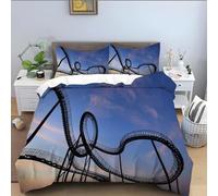 Roller Coaster Double Duvet Cover Amusement Park Bedding Sets 3D Print 3 Pieces Soft Brushed Microfiber Quilt Cover 200x200 cm + 2 Pillowcases with Zipper