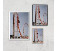 Roller Coaster Drop Giclee Art Print - A3 - Wooden Frame