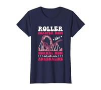 Roller Coaster Mom Amusement Park Rollercoaster T-Shirt, Women, Navy Blue, Medium