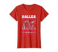 Roller Coaster Mom Amusement Park Rollercoaster T-Shirt, Women, Red, Medium