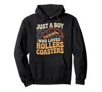 Roller Coaster Retro Vintage Just A Boy Who Loves Roller Pullover Hoodie