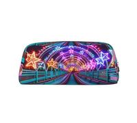Roller Coaster Ride Print Pencil Case, Pencil Pouch with Zipper, Portable Stationery Organizer pencil bag - Office Travel, Gold, One Size, Art Deco