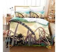 Roller Coaster Single Duvet Cover Set Kids, Luxury Soft Microfiber Bedding Set, 1 Quilt Cover 135x200 cm with Zipper and 1 Pillowcase 50x75 cm