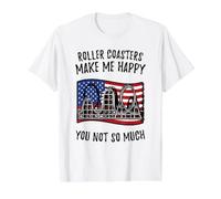 Roller Coasters Make Me Happy You Not So Much Value Graphic T-Shirt, Men, White, S