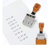 Roller Date Stamp, Retro Date Stamper Self Inking Day Month Year, Small Time Stamper with Wooden Handle and Base for DIY Craft Card Album Diary Making Planner Scrapbooking