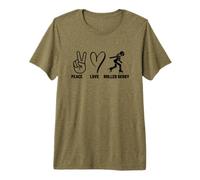 Roller Derby Girl Peace Love Roller Derby Premium T-Shirt
