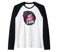 Roller Derby Hit Like A Girl Empowering Skater Design Raglan Baseball Tee